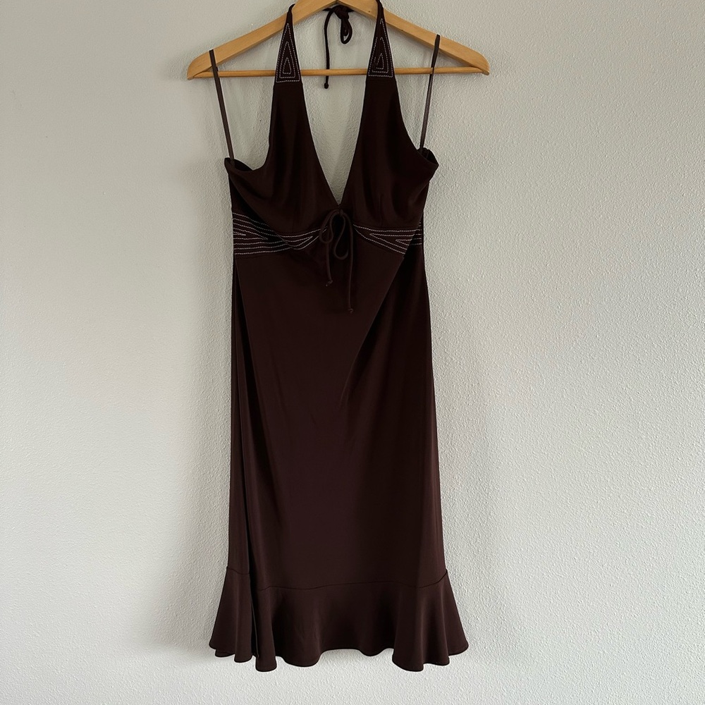 BCBGMaxAzria Chocolate Halter Dress